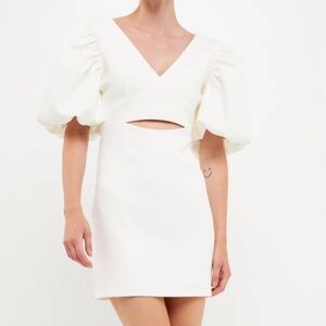 Endless Rose Puff Sleeve Cut Out Mini Dress